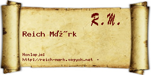 Reich Márk névjegykártya